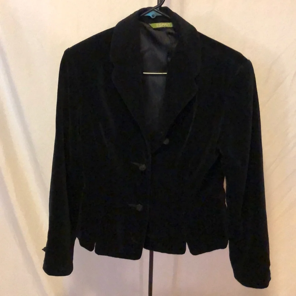 Esprit black 100% cotton velvet blazer w buttons